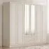 MARIE 6 Door XL Mirrored Wardrobe with Storage - White, Gold