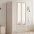 MARIE XL 3 Door 2 Drawer Mirrored Wardrobe - White, Gold
