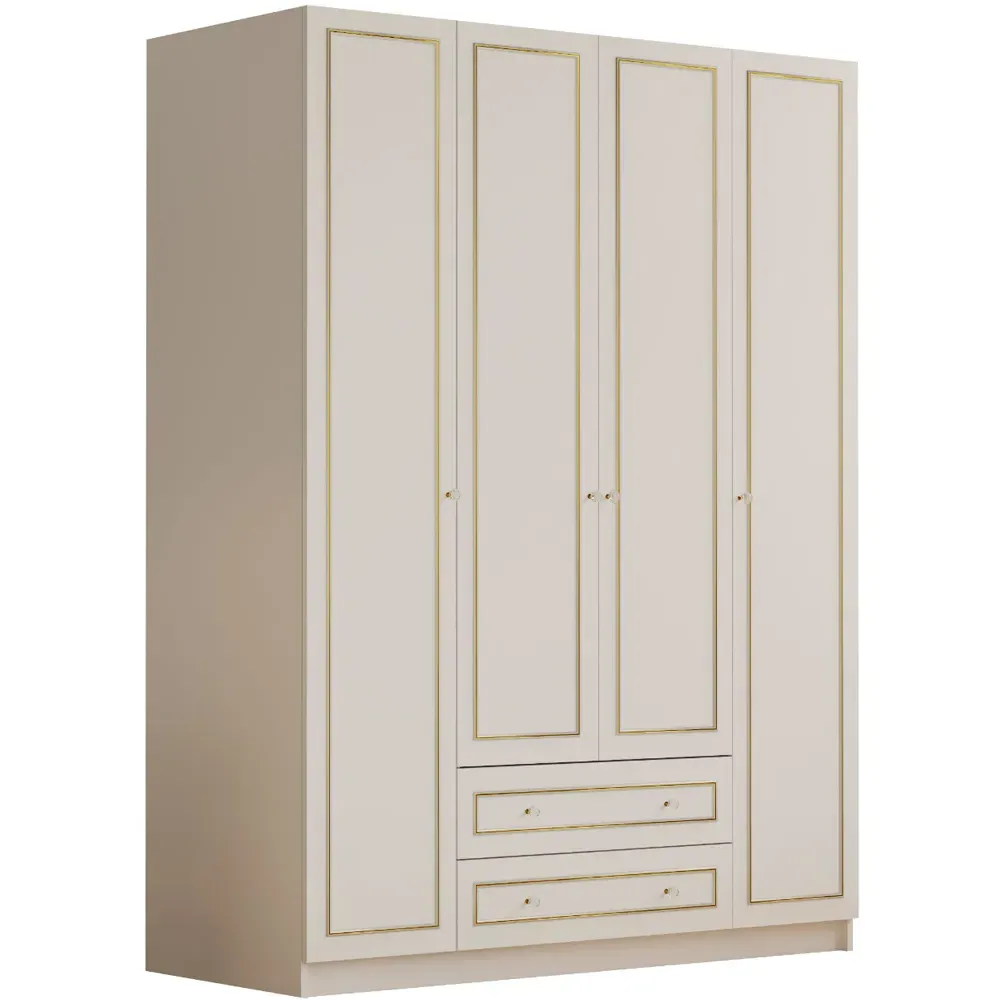 MARIE XL 4 Door 2 Drawer Wardrobe - White