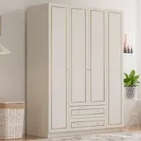 MARIE XL 4 Door 2 Drawer Wardrobe - White