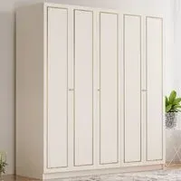 MARIE XL 5-Door Wardrobe - White, Gold
