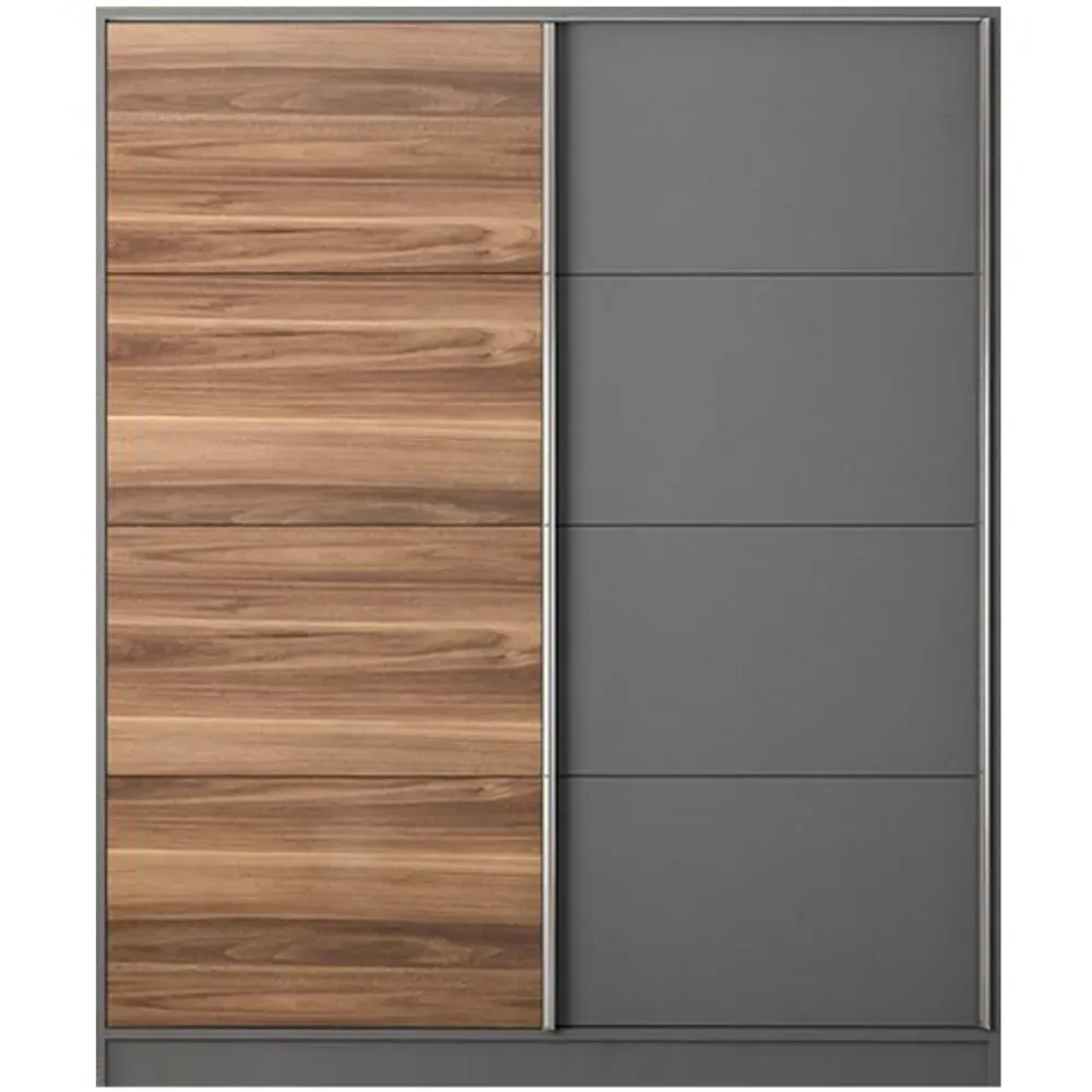 MILANO 2 Door Sliding Wardrobe - Anthracite, Walnut