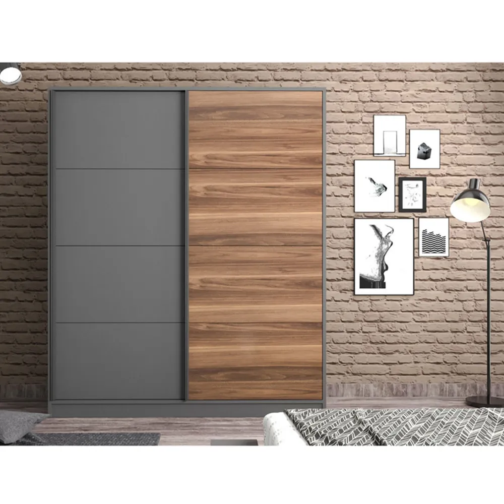 MILANO 2 Door Sliding Wardrobe - Anthracite, Walnut