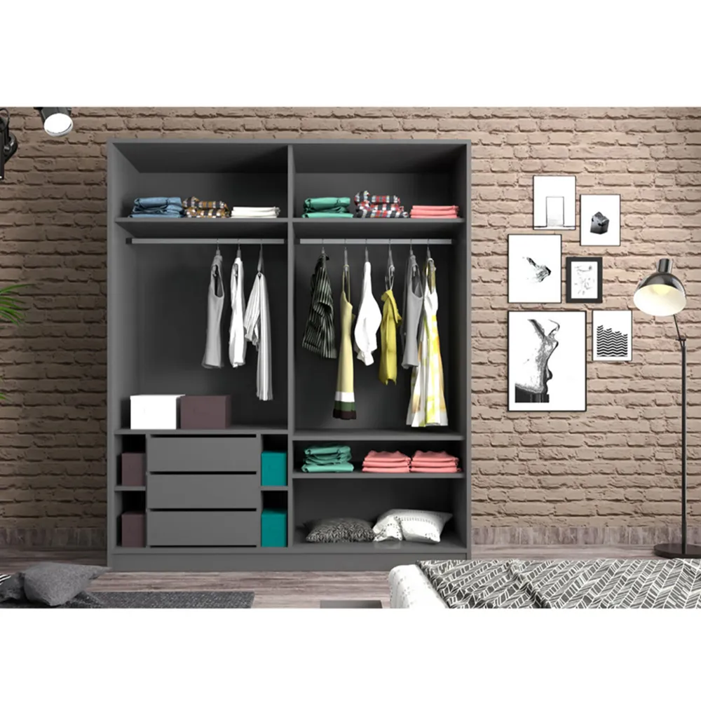 MILANO 2 Door Sliding Wardrobe - Anthracite, Walnut