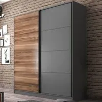 MILANO 2 Door Sliding Wardrobe - Anthracite, Walnut