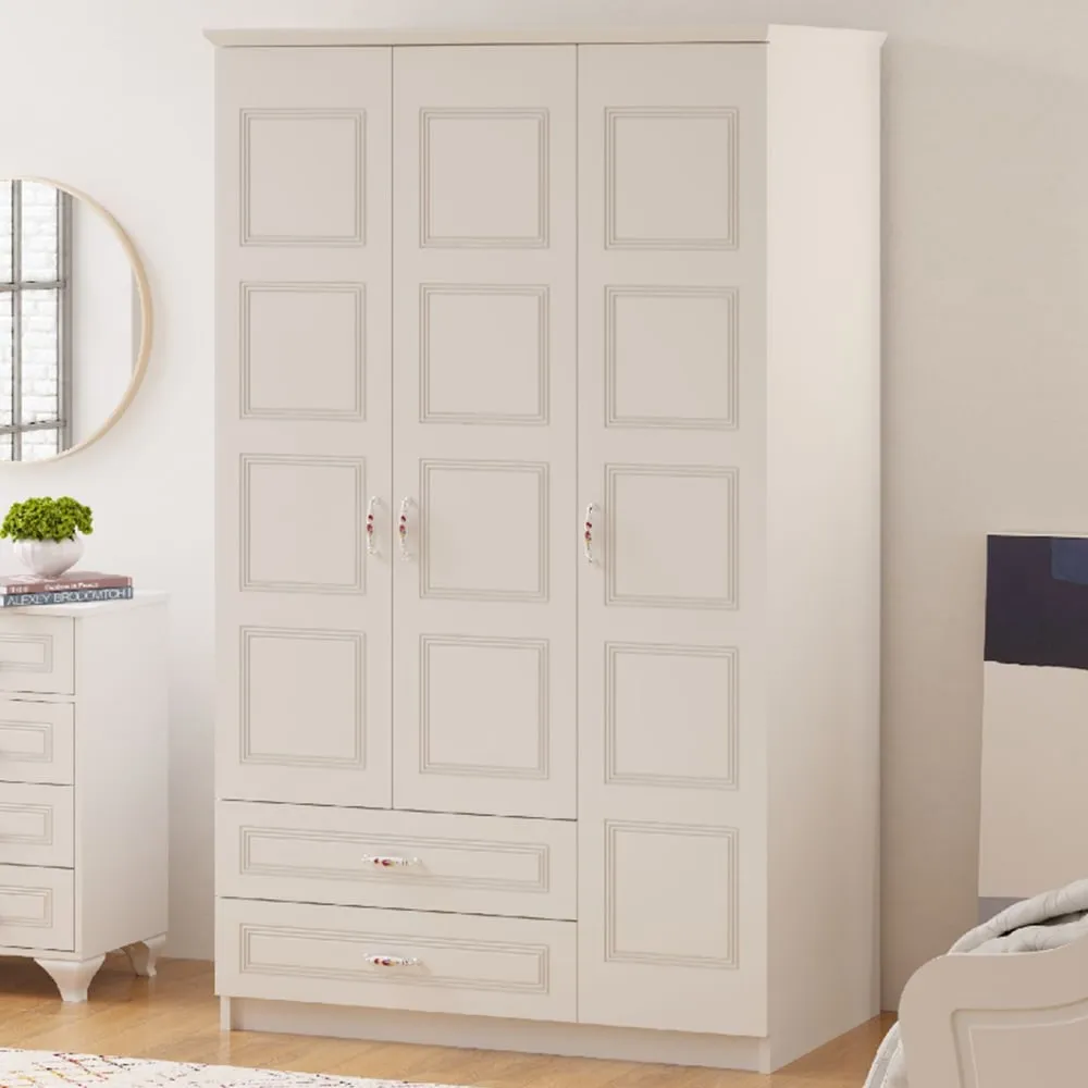 Regal 3 Door 2 Drawer Wardrobe - White image