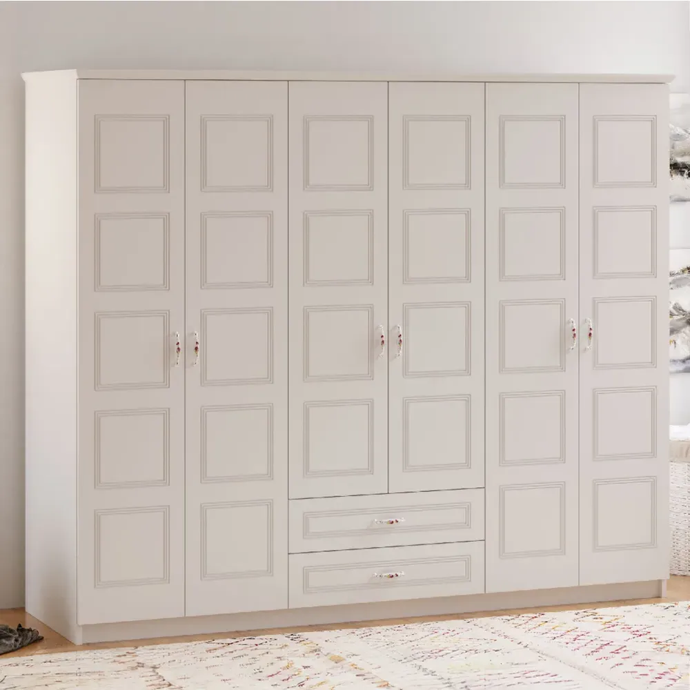 Regal 6 Door 2 Drawer Wardrobe - White