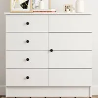 SABRO Single Door 4 Drawer Sideboard - White