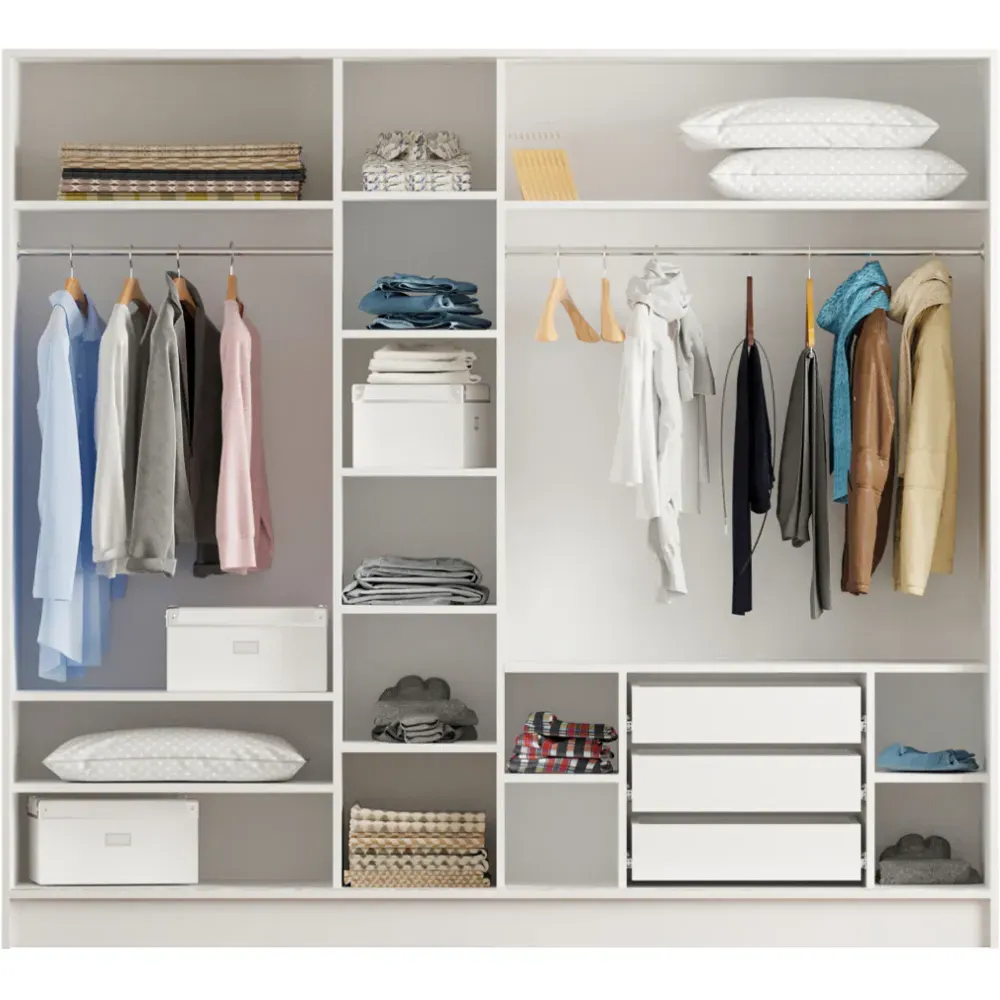 SABRO XL Sliding Door Mirrored Wardrobe - White