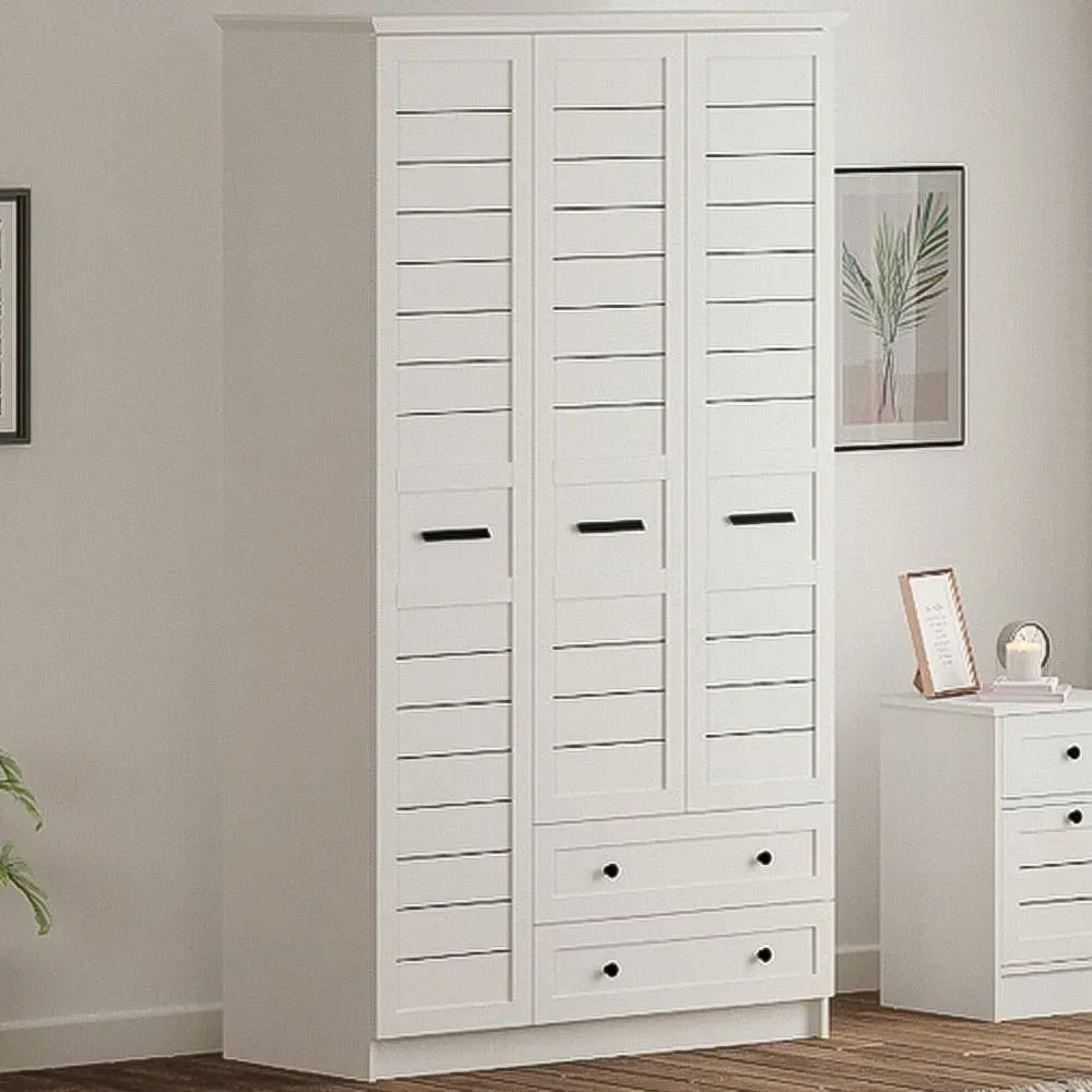 VENICE 3-Door Wardrobe with Drawers - White, MDF image