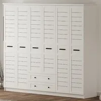 VENICE 6 Door Wardrobe with Drawers - White
