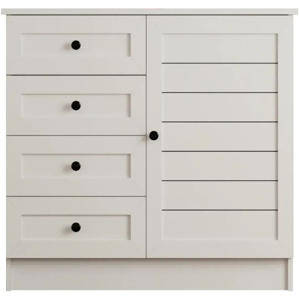 VENICE Single Door 4 Drawer Sideboard - White