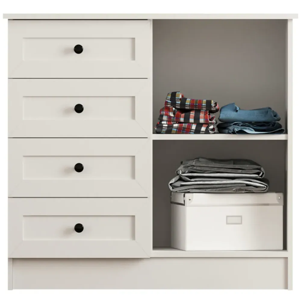 VENICE Single Door 4 Drawer Sideboard - White