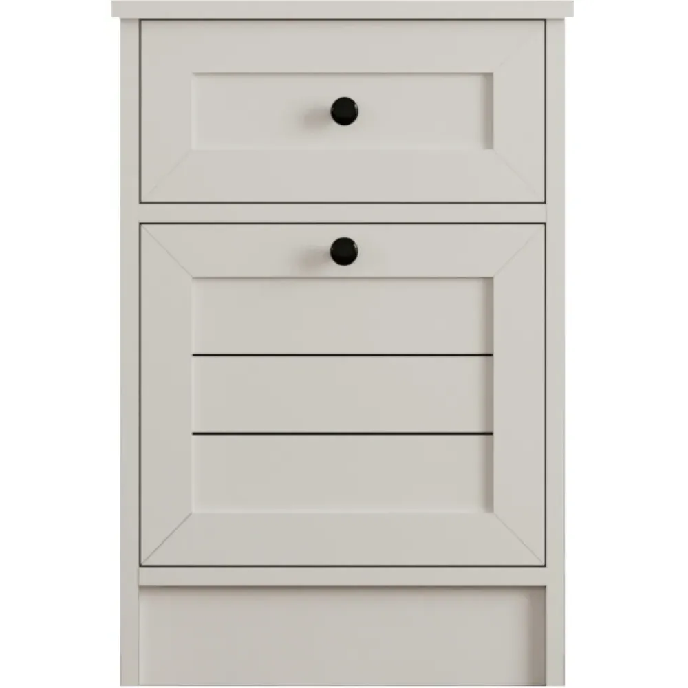 VENICE Single Door Single Drawer Bedside Table - White