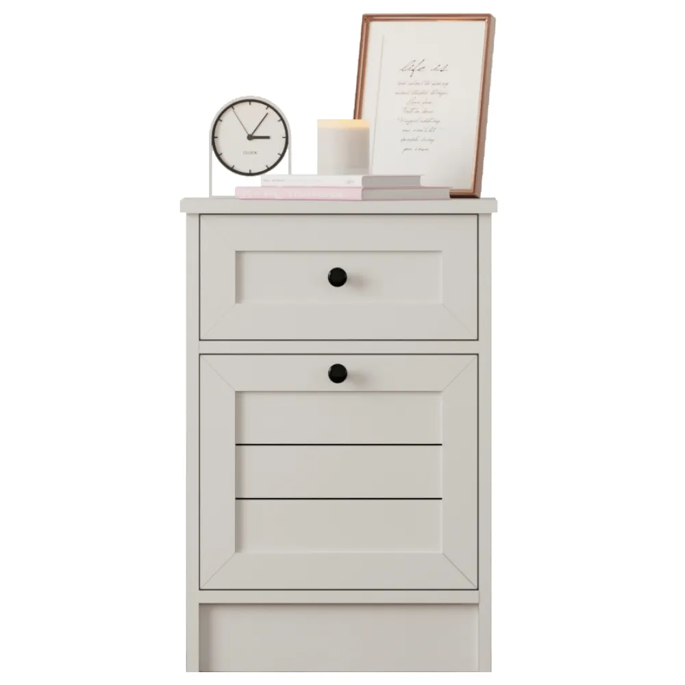 VENICE Single Door Single Drawer Bedside Table - White