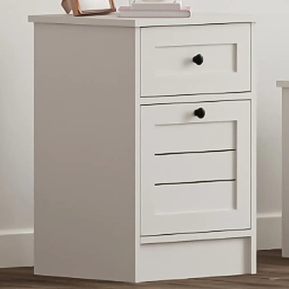 VENICE Single Door Single Drawer Bedside Table - White image