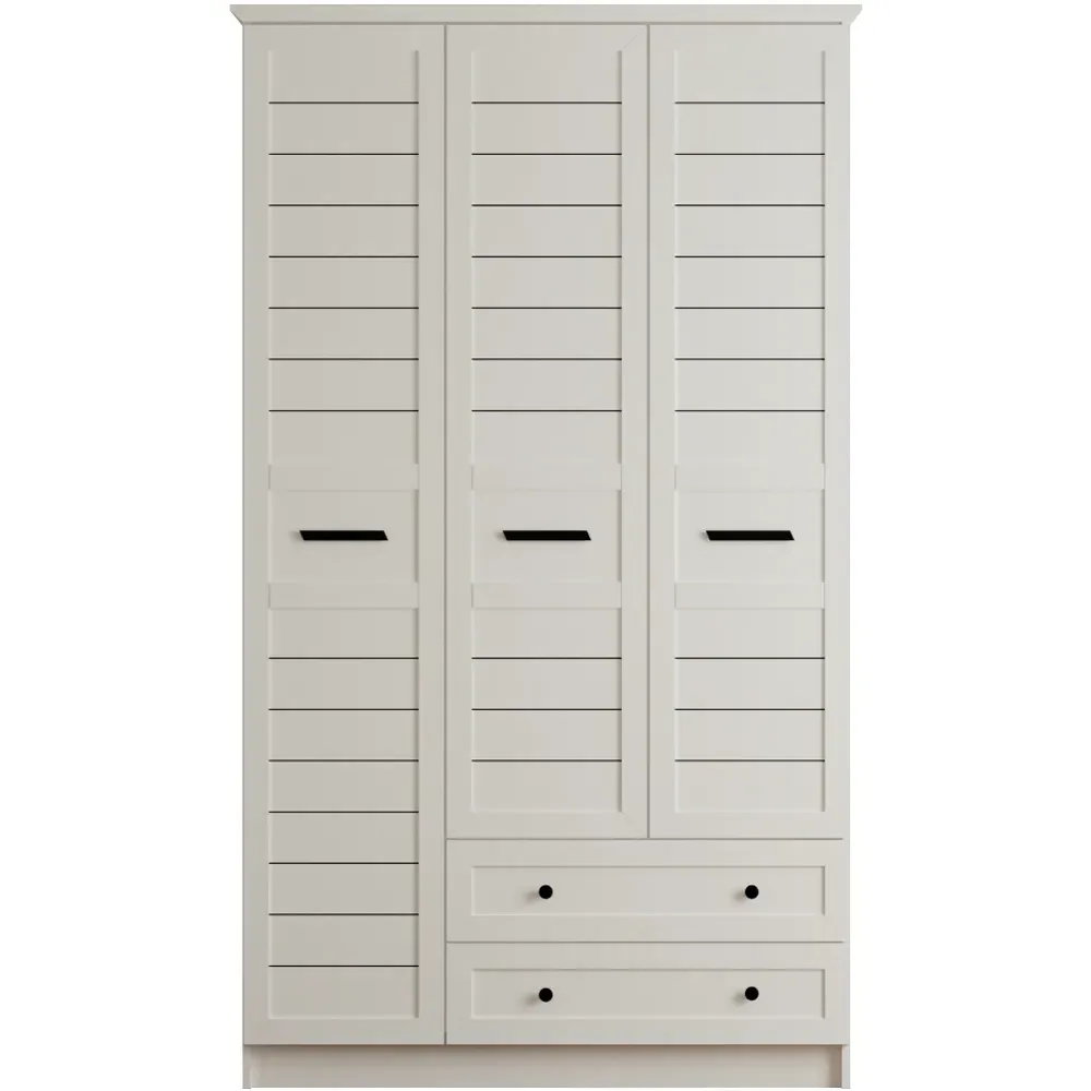 VENICE XL 3-Door Wardrobe with Drawers - White, MDF
