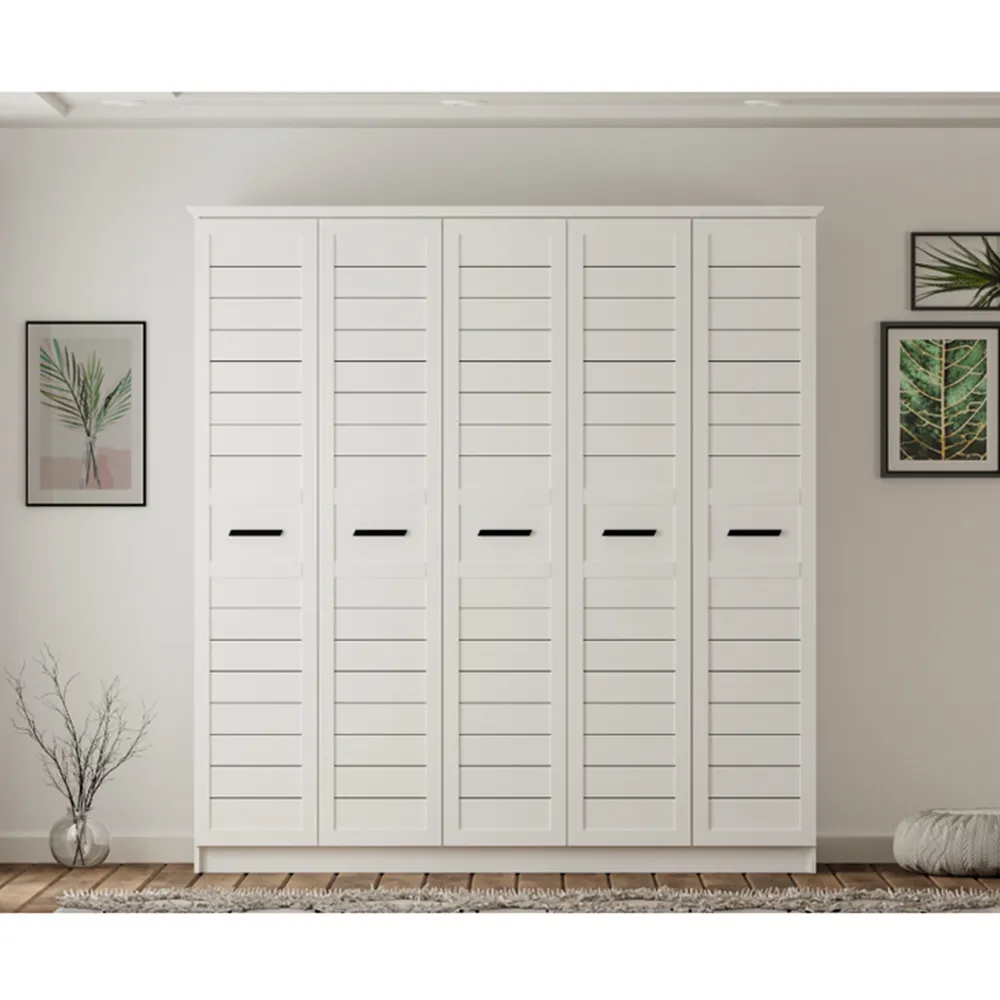 VENICE XL 5 Door Wardrobe - White