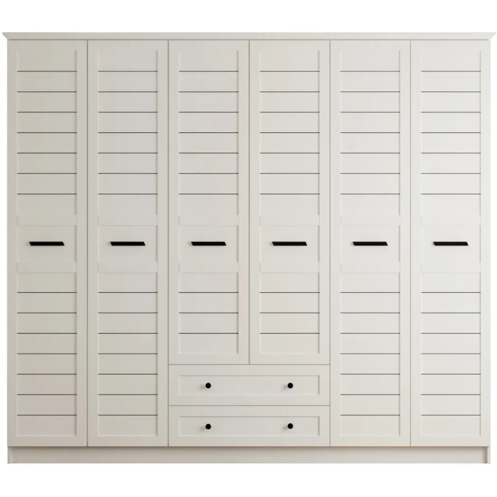 VENICE XL 6 Door Wardrobe with Drawers - White