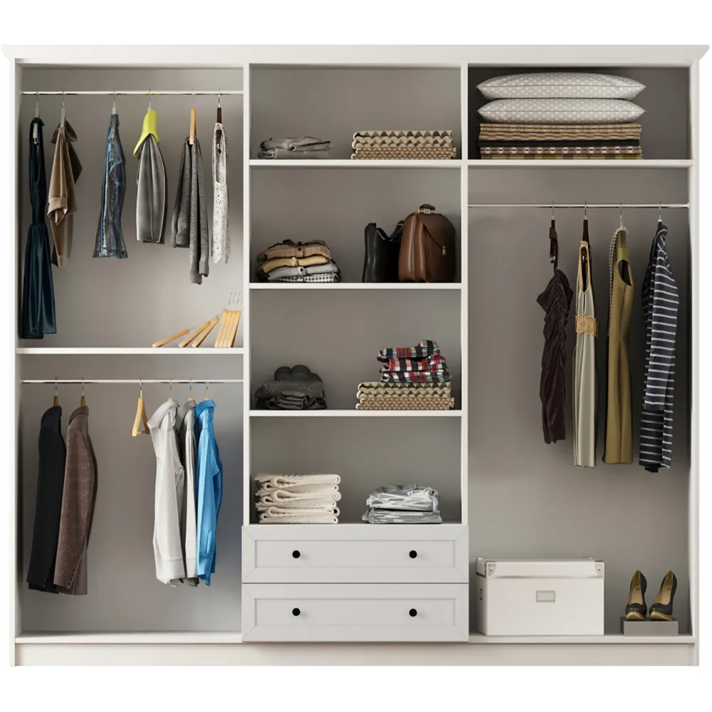 VENICE XL 6 Door Wardrobe with Drawers - White