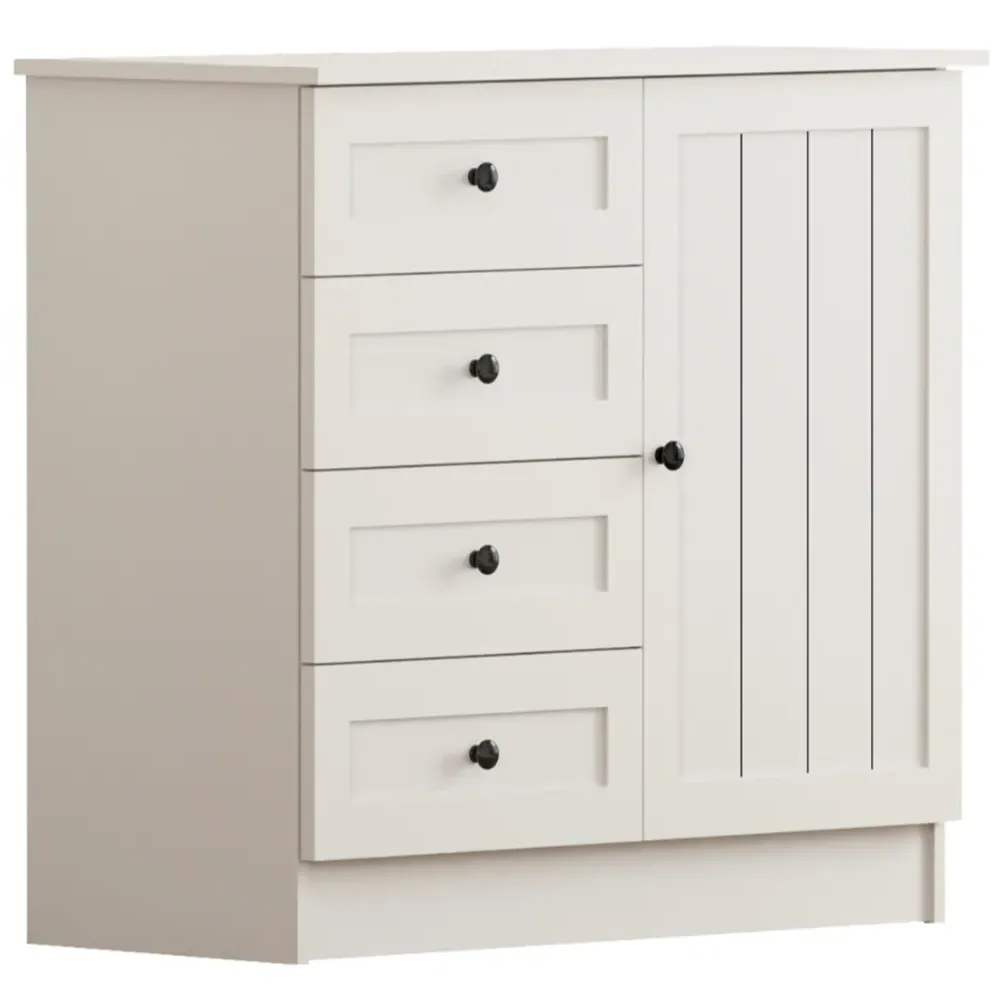 VIENNA Single Door 4 Drawers Sideboard - White