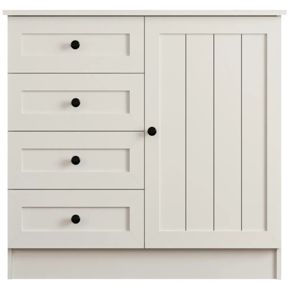 VIENNA Single Door 4 Drawers Sideboard - White