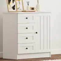 VIENNA Single Door 4 Drawers Sideboard - White