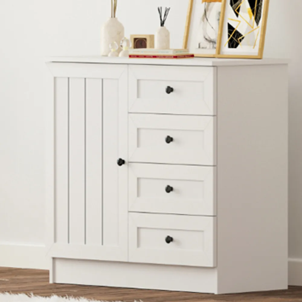 VIENNA Single Door 4 Drawers Sideboard - White image