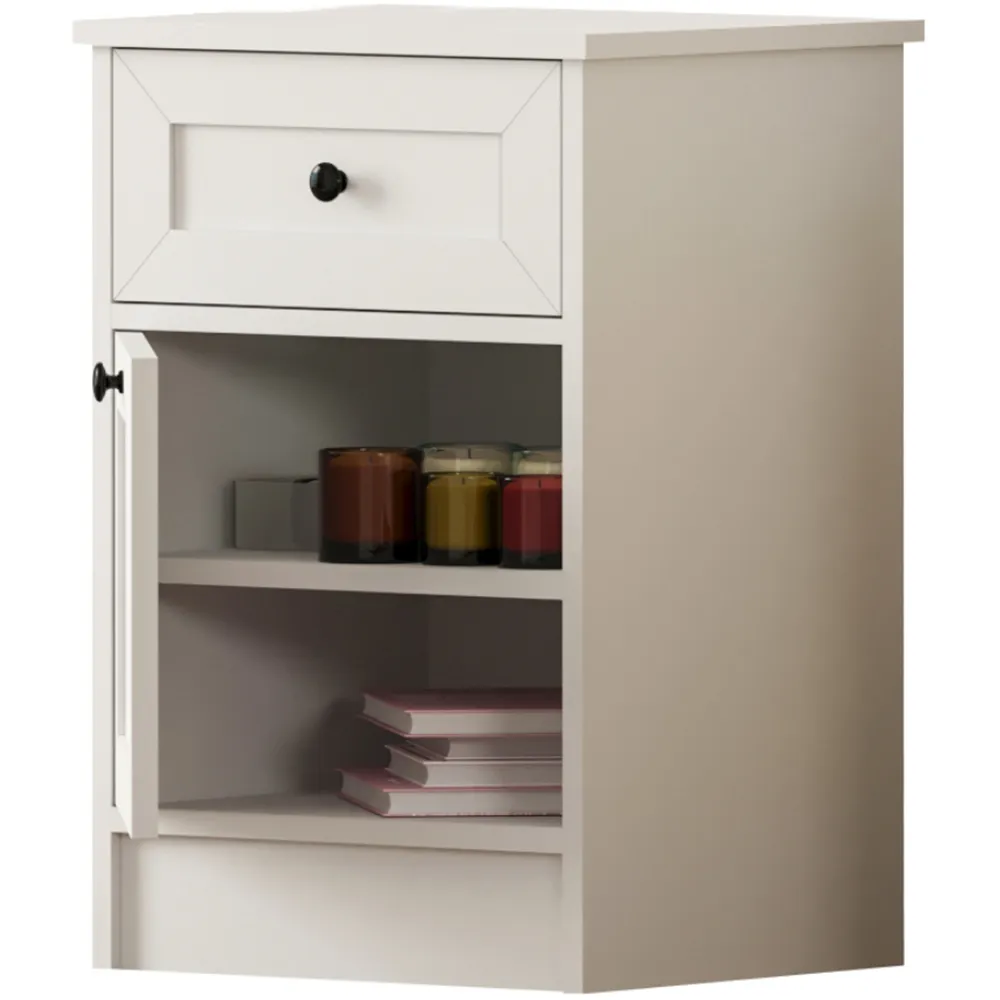 VIENNA Single Door Single Drawer Bedside Table - White