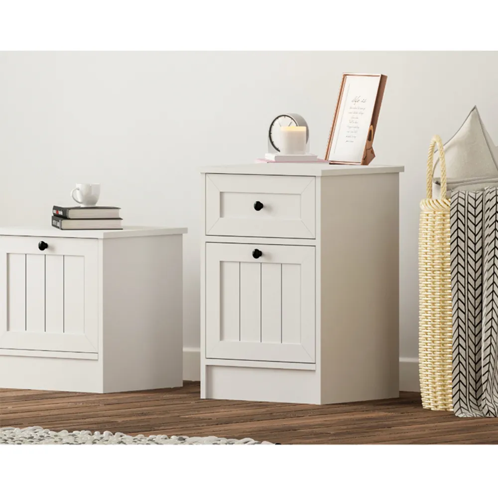 VIENNA Single Door Single Drawer Bedside Table - White