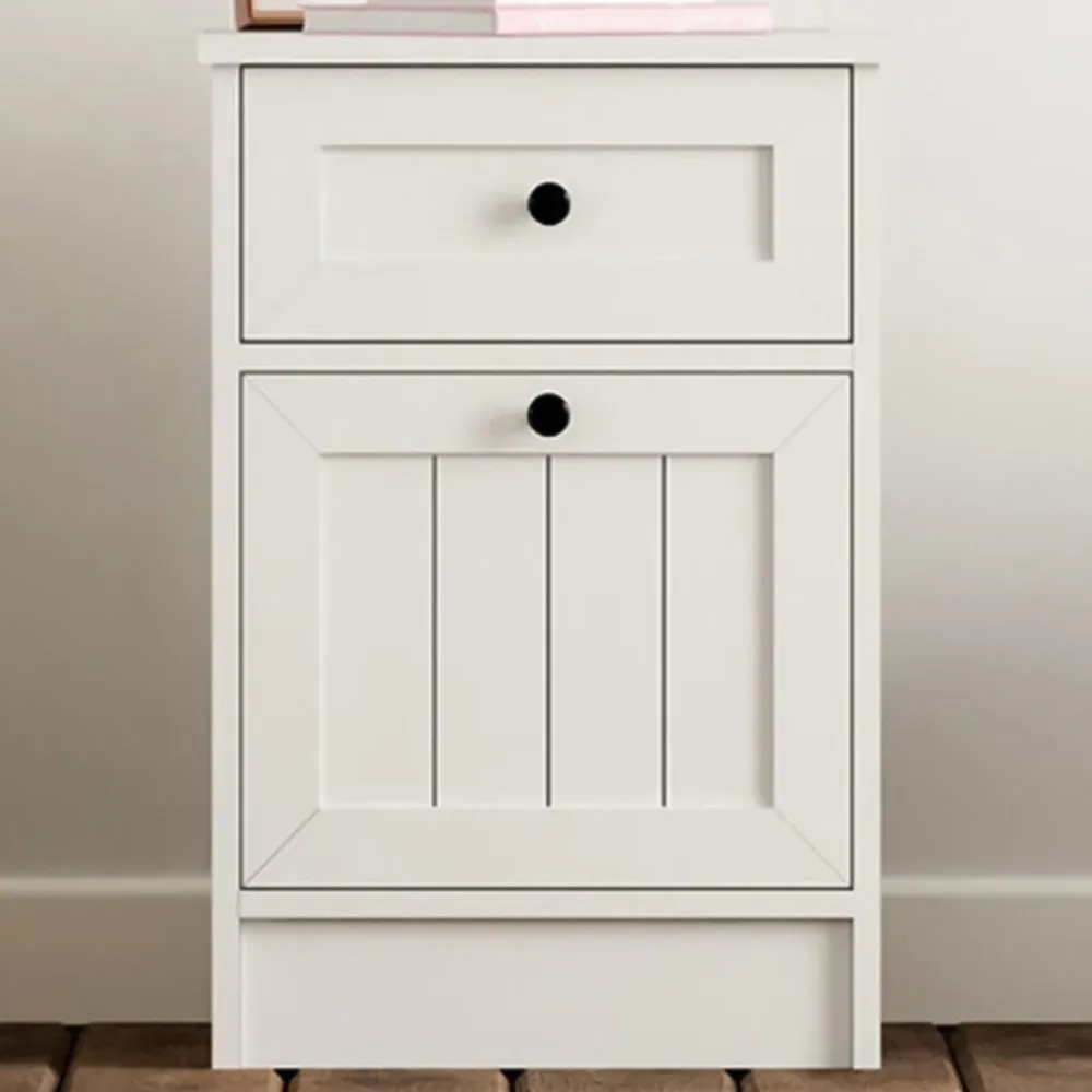 VIENNA Single Door Single Drawer Bedside Table - White image