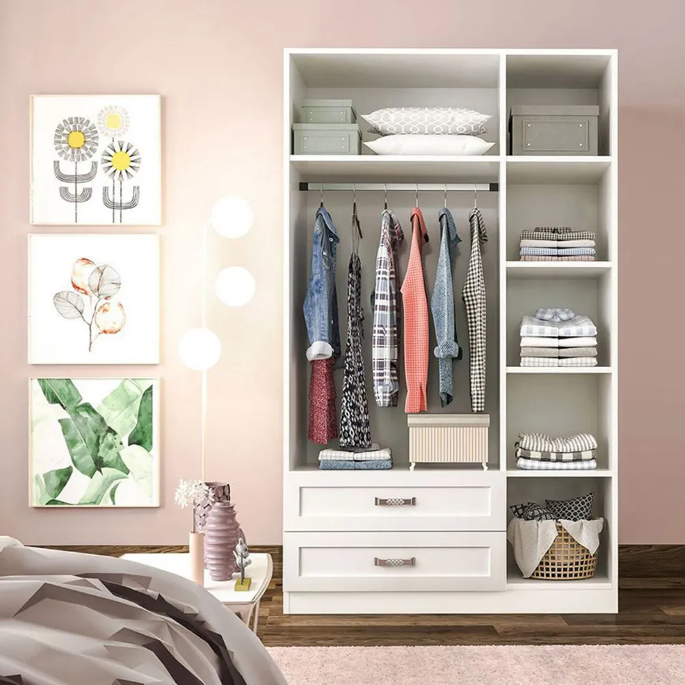 VISTA 3 Door 2 Drawer Mirrored Wardrobe - White