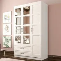 VISTA 3 Door 2 Drawer Mirrored Wardrobe - White