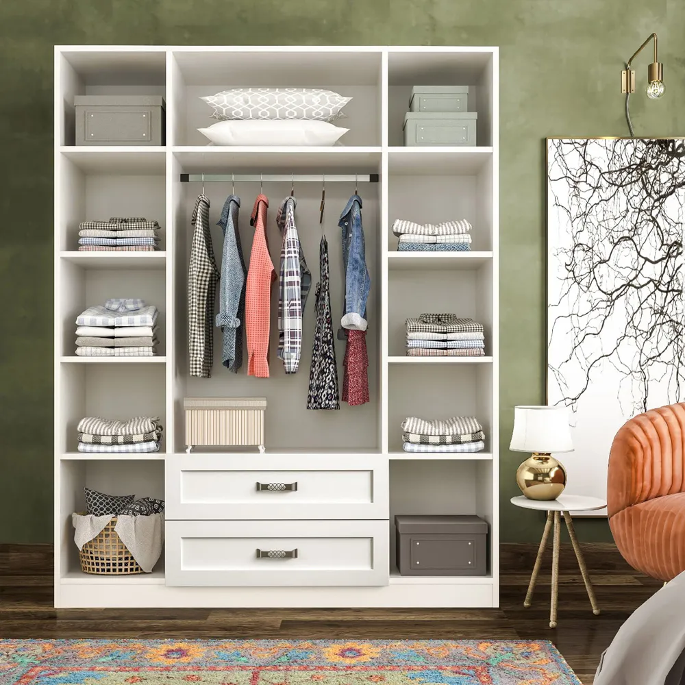 VISTA 4 Door 2 Drawer Mirrored Wardrobe - White