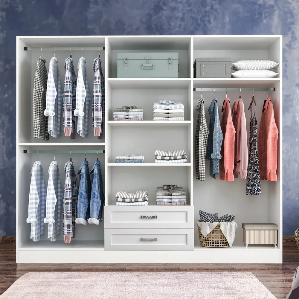 VISTA 6 Door 2 Drawer Mirrored Wardrobe - White