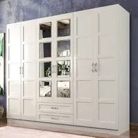 VISTA 6 Door 2 Drawer Mirrored Wardrobe - White
