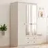 VOLET 3-Door Mirrored Wardrobe with Drawers - White, MDF