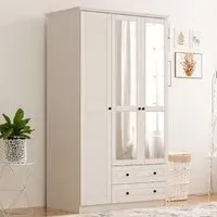 VOLET 3-Door XL Mirrored Wardrobe with Drawers - White
