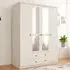 VOLET 4 Door 2 Drawer Mirrored Wardrobe - White
