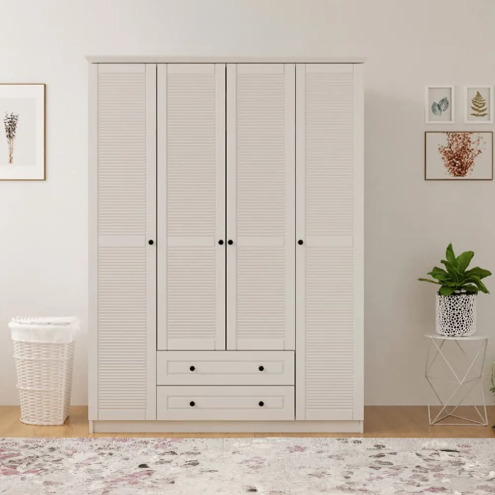 VOLET 4 Door 2 Drawer Wardrobe - White