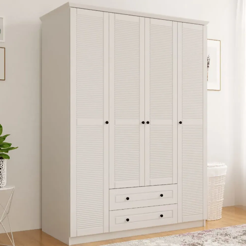 VOLET 4 Door 2 Drawer Wardrobe - White image