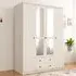 VOLET 4-Door XL Mirrored Wardrobe with Drawers - White