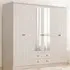 VOLET 6 Door 2 Drawer Mirrored Wardrobe - White, MDF