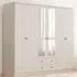 VOLET 6-Door XL Mirrored Wardrobe with Drawers - White