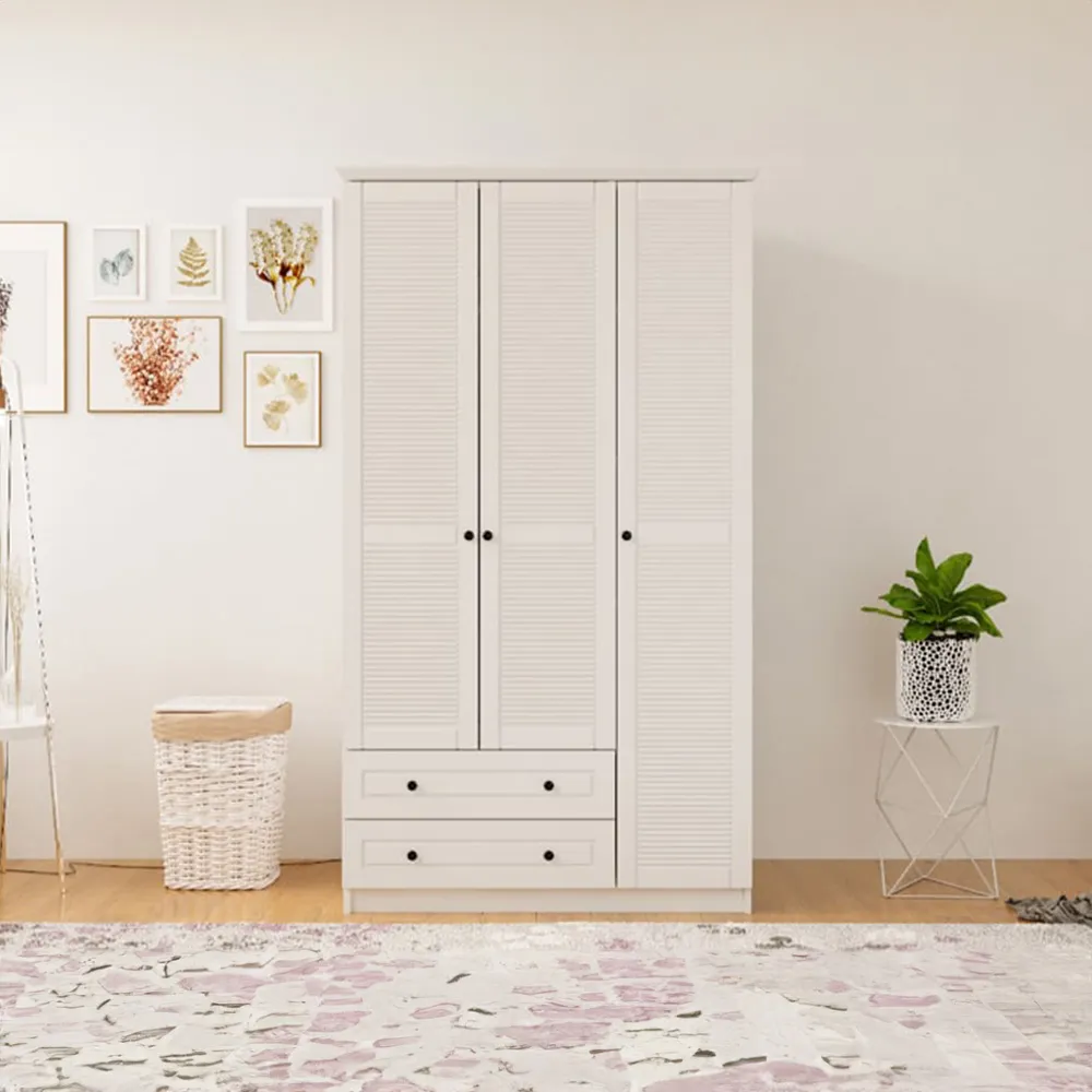 VOLET XL 3-Door Wardrobe with Drawers - White, MDF