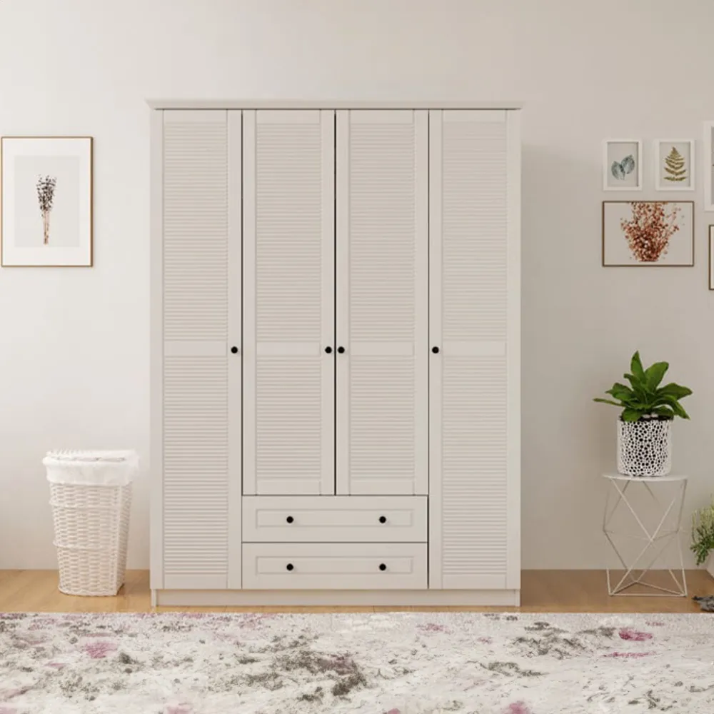 VOLET XL 4 Door 2 Drawer Wardrobe - White