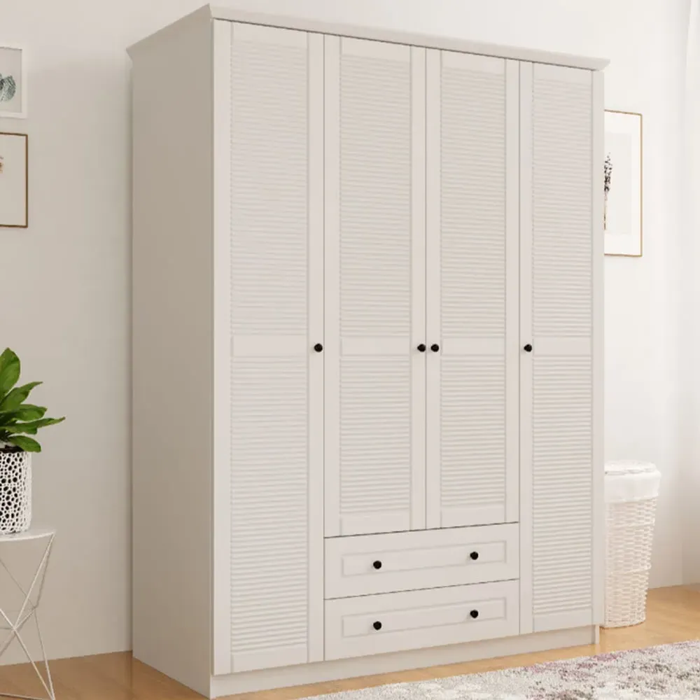 VOLET XL 4 Door 2 Drawer Wardrobe - White