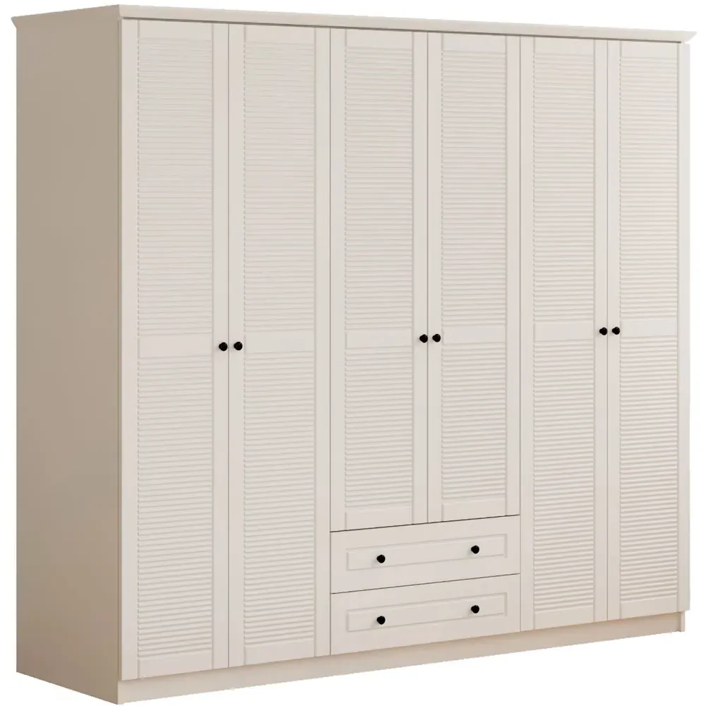 VOLET XL 6 Door 2 Drawer Wardrobe - White, MDF