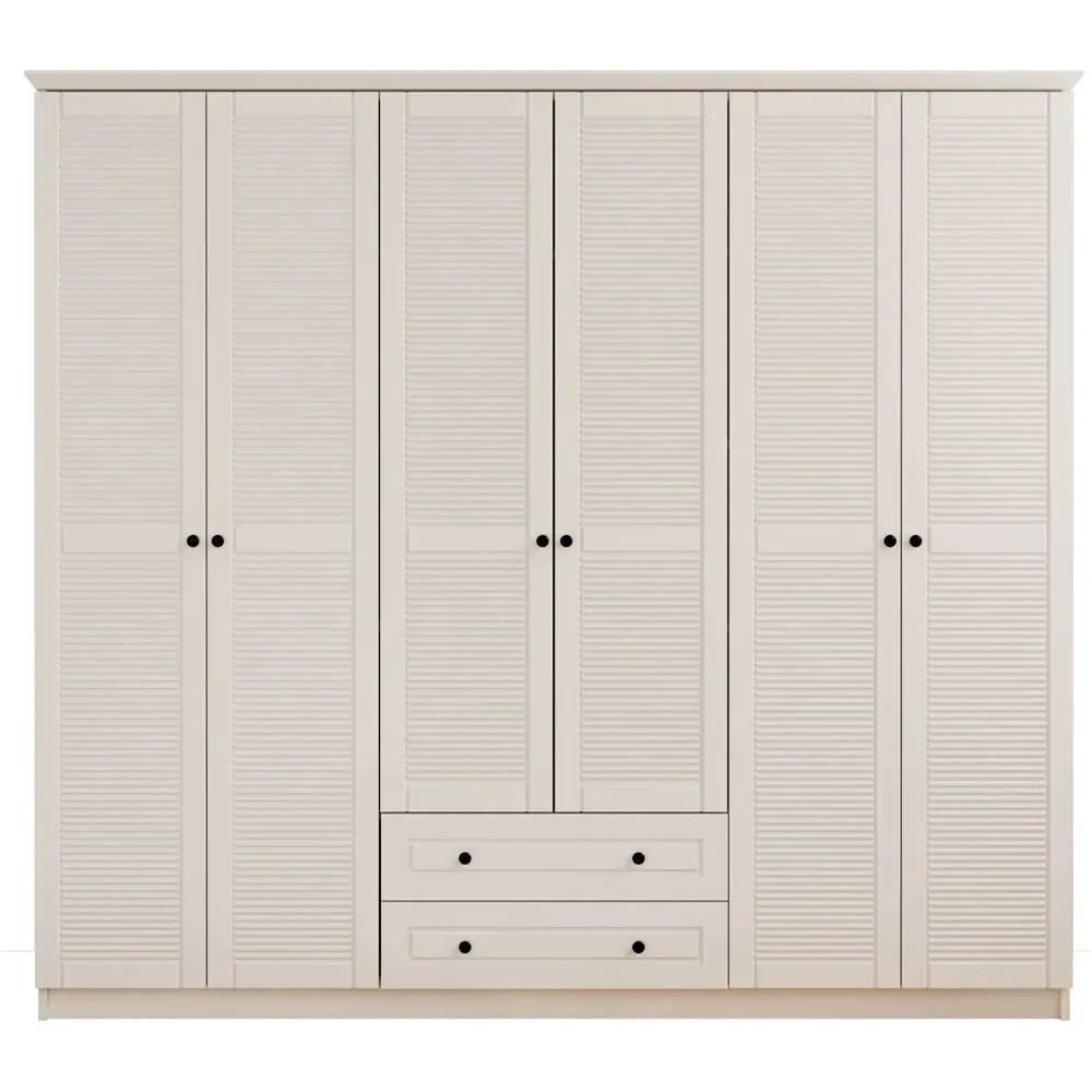 VOLET XL 6 Door 2 Drawer Wardrobe - White, MDF