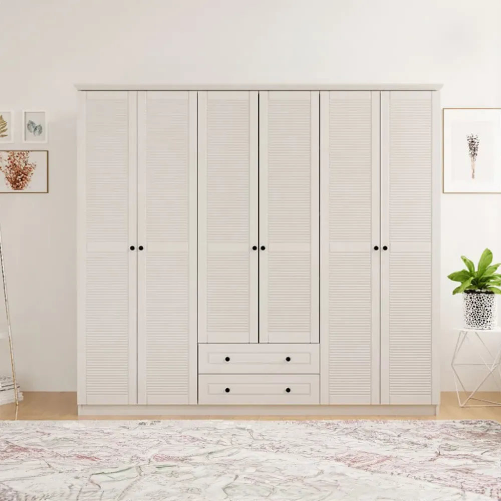 VOLET XL 6 Door 2 Drawer Wardrobe - White, MDF
